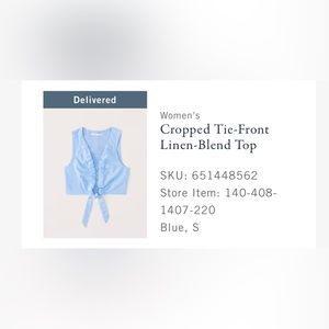 Abercrombie tie front linen top blue size small